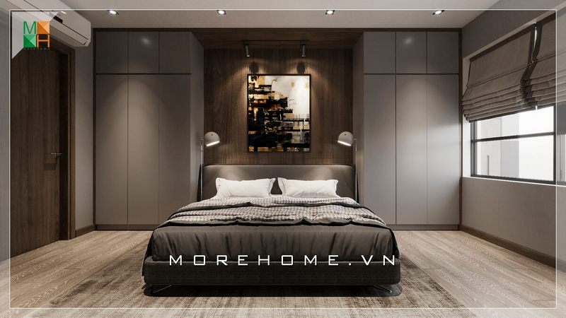 Thiết kế giường ngủ hiện đại kết hợp phần chân giường bằng sắt mang đến sự chắc chắn và thoải mái nhất cho gia chủ trong quá trình sử dụng